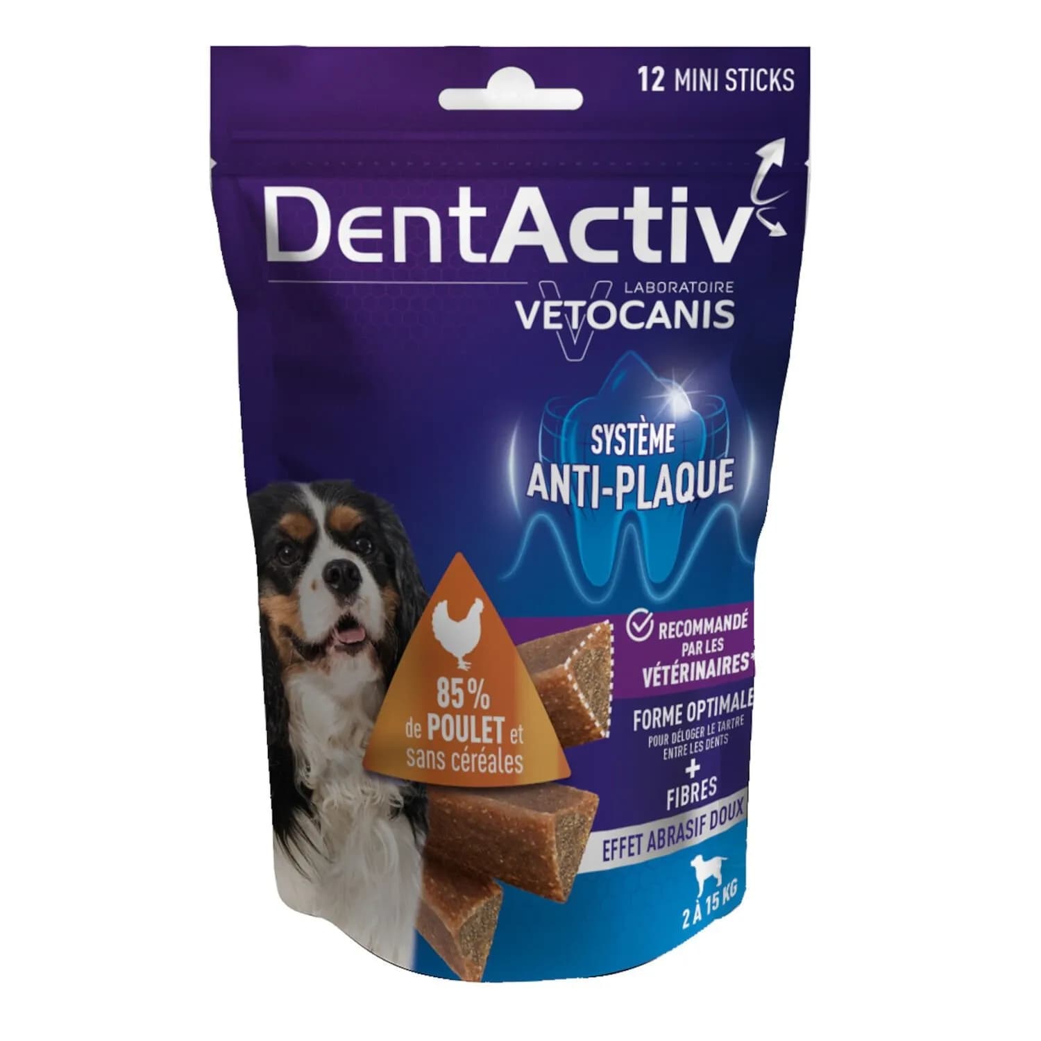 Friandises Pour Chien Adulte Petit -10kg Hygiène Bucco Dentaire Poulet Dentactiv VETOCANIS