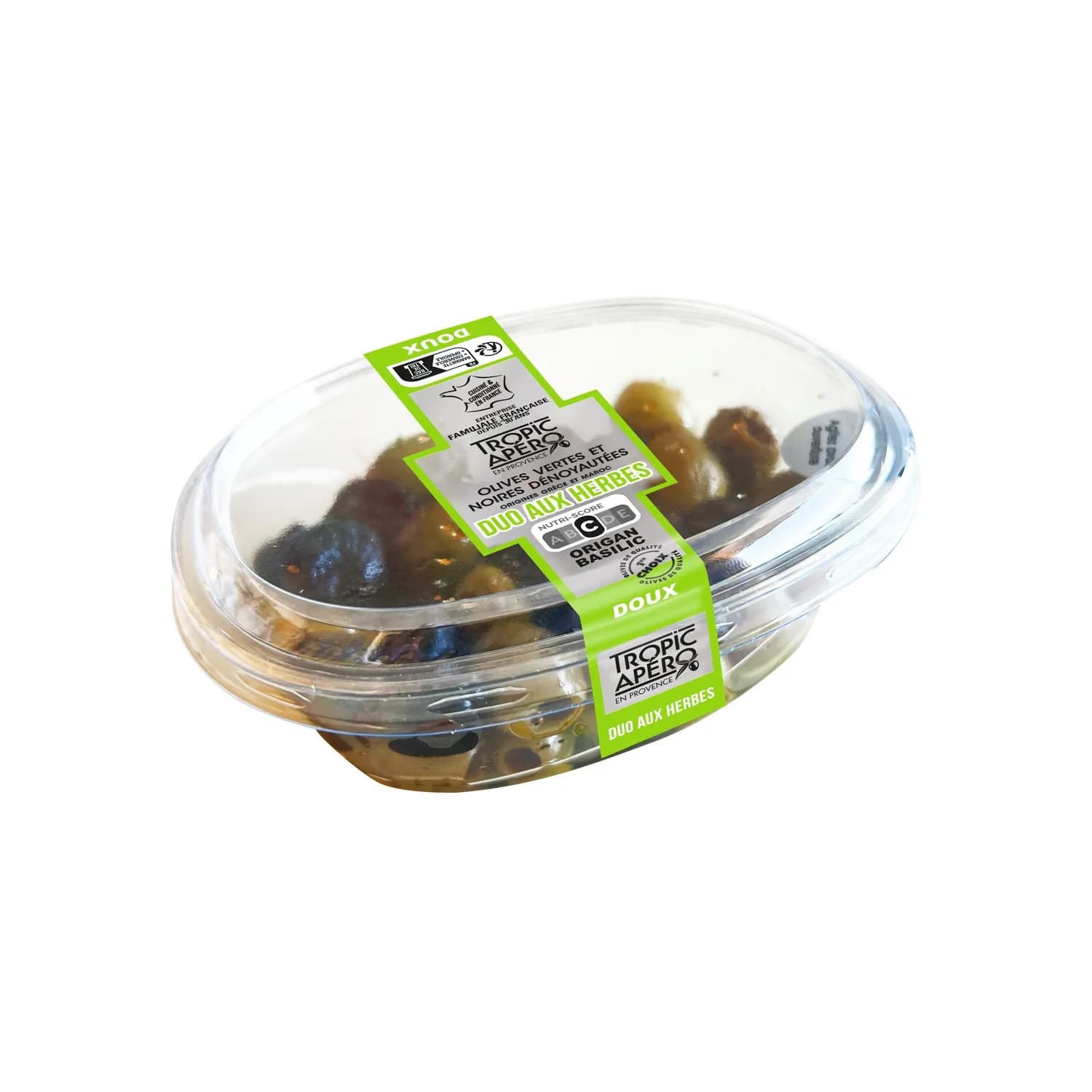 Olive duo verte et noire dénoyautées aux herbes TROPIC APERO