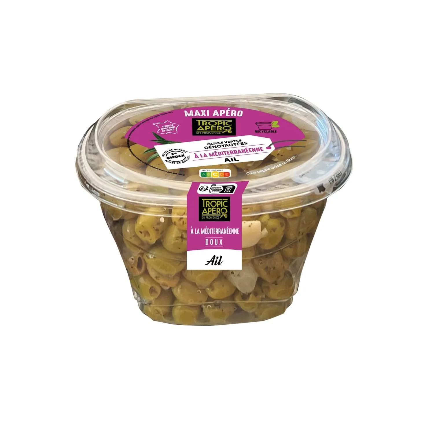 Olive verte dénoyautées à la méditerranéenne TROPIC APERO