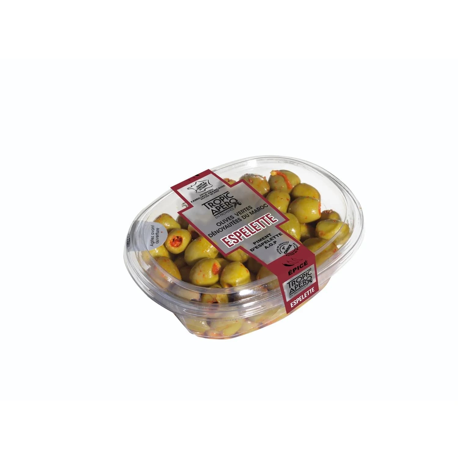 Olives vertes dénoyautées Espelette TROPIC APERO